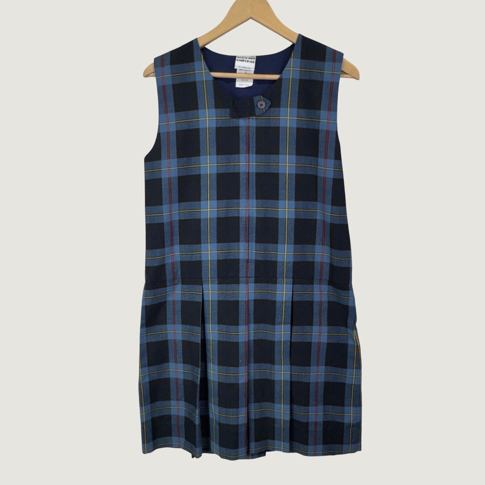 Norman's Uniforms School Jumper Dress 14 Blue Plaid Pleated Schoolgirl Preppy